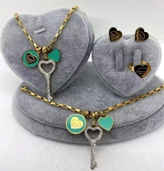 Stainless steel jewelry Necklace Earrings Ring bracelet set Wholesale