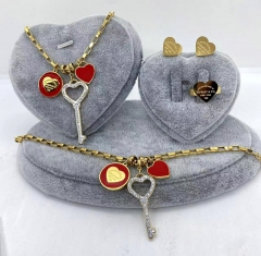 Stainless steel jewelry Necklace Earrings Ring bracelet set Wholesale