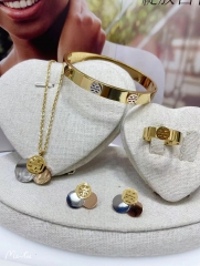 Stainless steel jewelry Necklace Earrings Ring bracelet set Wholesale