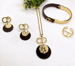 Stainless steel jewelry Necklace Earrings Ring bracelet set Wholesale