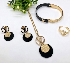 Stainless steel jewelry Necklace Earrings Ring bracelet set Wholesale