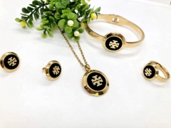 Stainless steel jewelry Necklace Earrings Ring bracelet set Wholesale