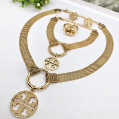 Stainless steel jewelry Necklace Earrings Ring bracelet set Wholesale