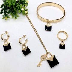 Stainless steel jewelry Necklace Earrings Ring bracelet set Wholesale