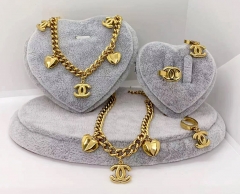 Stainless steel jewelry Necklace Earrings Ring bracelet set Wholesale