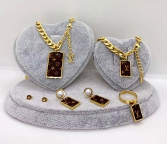 Stainless steel jewelry Necklace Earrings Ring bracelet set Wholesale