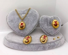 Stainless steel jewelry Necklace Earrings Ring bracelet set Wholesale