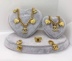 Stainless steel jewelry Necklace Earrings Ring bracelet set Wholesale