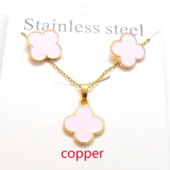 Stainless steel+copper jewelry necklace earring set Wholesale
