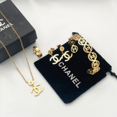 Stainless steel jewelry necklace earring Bracelet ring set Wholesale