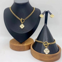 Stainless steel +copper jewelry necklace Bracelet  Earrings Wholesale