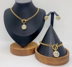 Stainless steel +copper jewelry necklace Bracelet  Earrings Wholesale