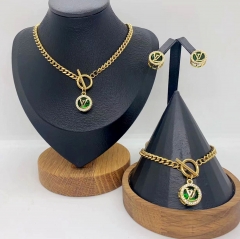 Stainless steel +copper jewelry necklace Bracelet  Earrings Wholesale