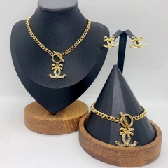 Stainless steel +copper jewelry necklace Bracelet  Earrings Wholesale