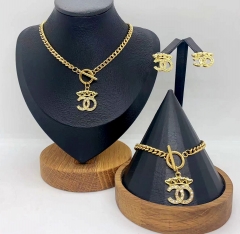 Stainless steel +copper jewelry necklace Bracelet  Earrings Wholesale