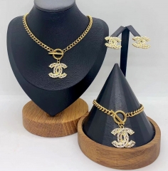 Stainless steel +copper jewelry necklace Bracelet  Earrings Wholesale