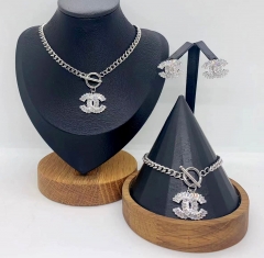 Stainless steel +copper jewelry necklace Bracelet  Earrings Wholesale