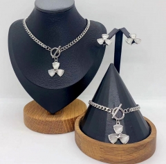 Stainless steel +copper jewelry necklace Bracelet  Earrings Wholesale