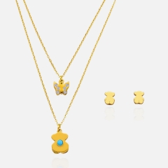 Fashion stainless steel tous  bear jewelry set for women