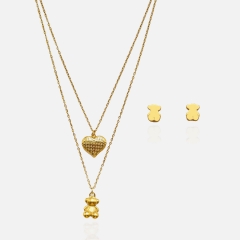 Fashion stainless steel tous  bear jewelry set for women