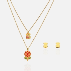 Fashion stainless steel tous  bear jewelry set for women