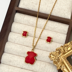 Fashion stainless steel tous  bear jewelry set for women