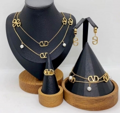 Stainless steel jewelry necklace Earrings Bracelet ring Wholesale