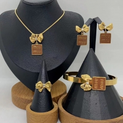 Stainless steel jewelry necklace Earrings Bracelet ring Wholesale