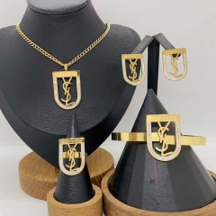 Stainless steel jewelry necklace Earrings Bracelet ring Wholesale