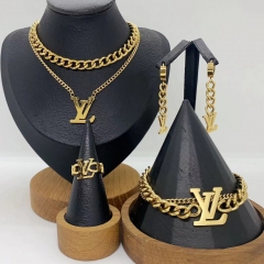 Stainless steel jewelry necklace Earrings Bracelet ring Wholesale