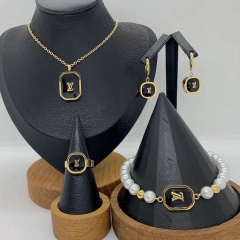 Stainless steel jewelry necklace Earrings Bracelet ring Wholesale