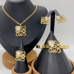 Stainless steel jewelry necklace Earrings Bracelet ring Wholesale