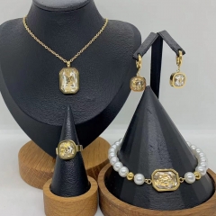 Stainless steel jewelry necklace Earrings Bracelet ring Wholesale