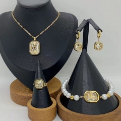 Stainless steel jewelry necklace Earrings Bracelet ring Wholesale