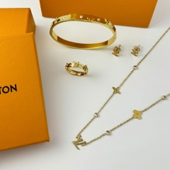 Stainless steel jewelry necklace Earrings Bracelet ring Wholesale