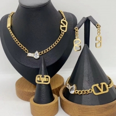 Stainless steel jewelry necklace Earrings Bracelet ring Wholesale