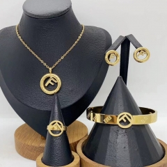 Stainless steel jewelry necklace Earrings Bracelet ring Wholesale