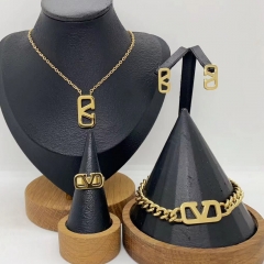 Stainless steel jewelry necklace Earrings Bracelet ring Wholesale