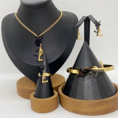 Stainless steel jewelry necklace Earrings Bracelet ring Wholesale