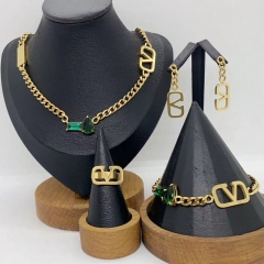 Stainless steel jewelry necklace Earrings Bracelet ring Wholesale