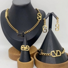 Stainless steel jewelry necklace Earrings Bracelet ring Wholesale