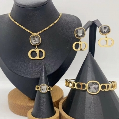 Stainless steel jewelry necklace Earrings Bracelet ring Wholesale