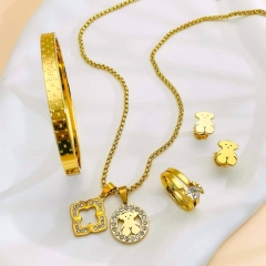 Stainless steel jewelry necklace Earrings Bracelet ring Wholesale