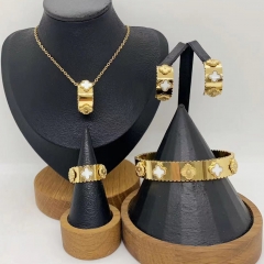 Stainless steel jewelry necklace Earrings Bracelet ring Wholesale