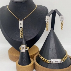 Stainless steel jewelry necklace Earrings Bracelet ring Wholesale