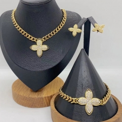 Stainless steel jewelry necklace Earrings Bracelet ring Wholesale