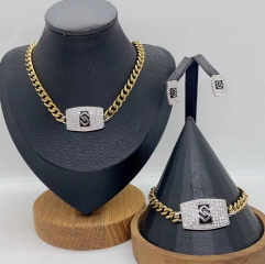 Stainless steel jewelry necklace Earrings Bracelet ring Wholesale