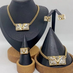 Stainless steel jewelry necklace Earrings Bracelet ring Wholesale