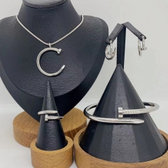 Stainless steel jewelry necklace Earrings Bracelet ring Wholesale