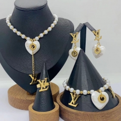 Stainless steel jewelry necklace Earrings Bracelet ring Wholesale
